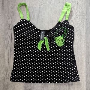 Sourpuss Bride of Frankenstein Polka Dot Tank Top Goth Pinup Rockabilly M